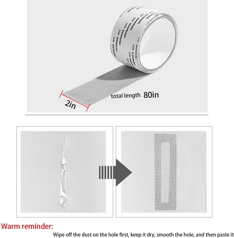 Vakerga 2024 New Strong Adhesive Screen Repair Tape, Screen Repair Kit Window Screen Repair Tape, Fiberglass Screen Tape Mesh Repair Suitable (5cm x 200cm) for mesh Doors and Windows White - Image 3